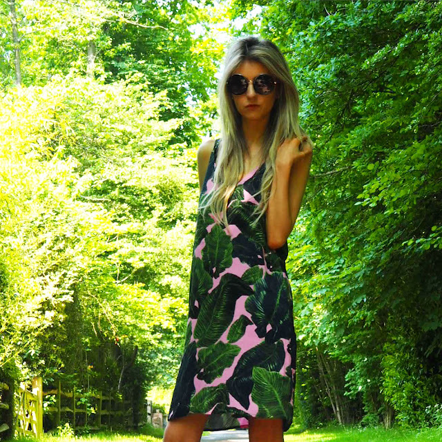 Topshop Palm Print Slip dress