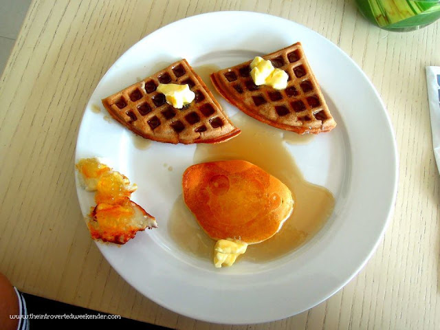 Pancakes and waffles served during breakfast buffet at The Beach House at Costa Pacifica