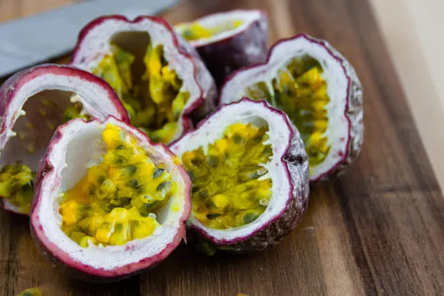 passion fruits in halved