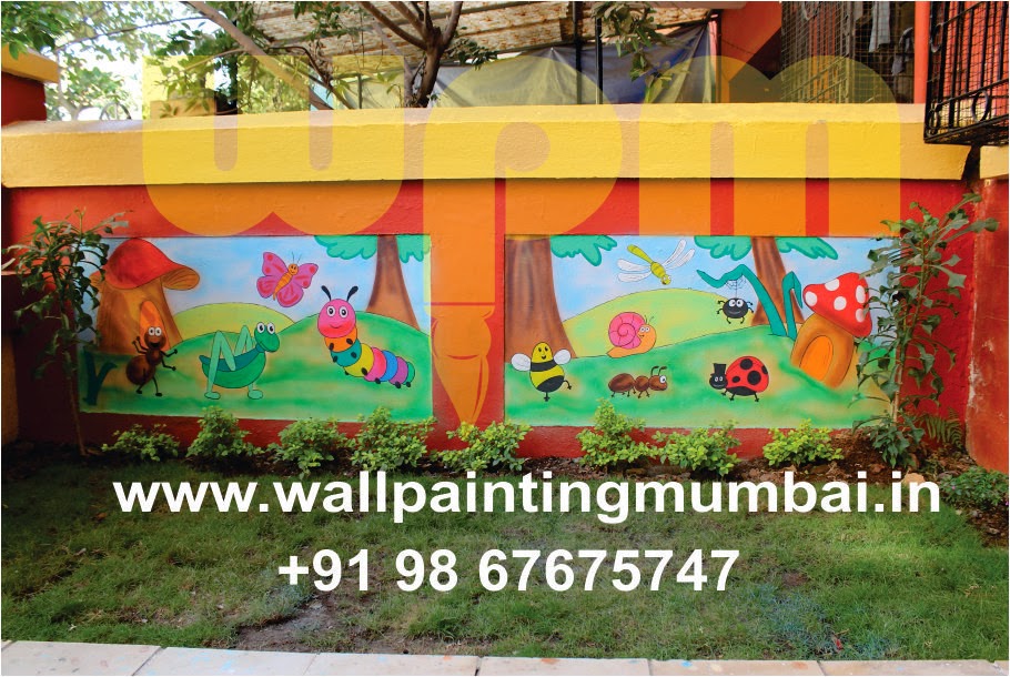 PLAY SCHOOL WALL PAINTING: DAY CARE CLASSROOM CUSTOMIZED CARTOON WALL