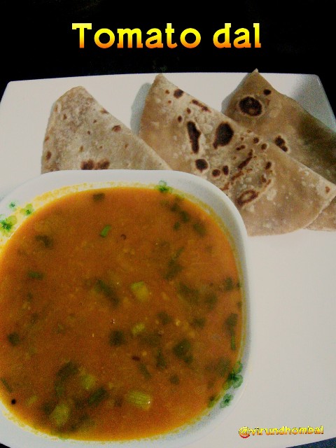 Tomato dal Easy side dishes for roti, poori, pongal. Healthy side dishes for roti