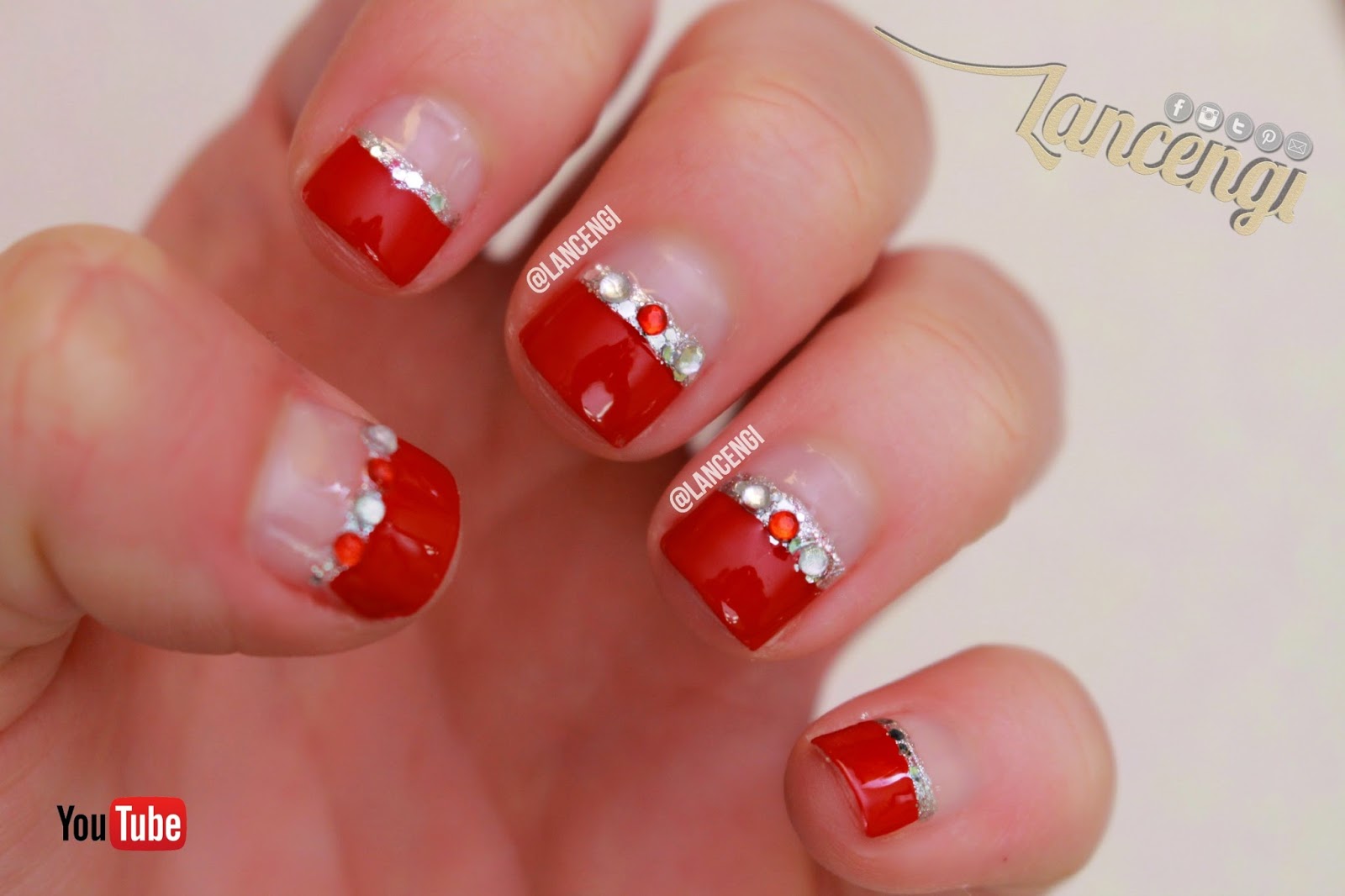 LancenGi: Easy Nail Art for Beginners - Red Silver Wedding French Nails