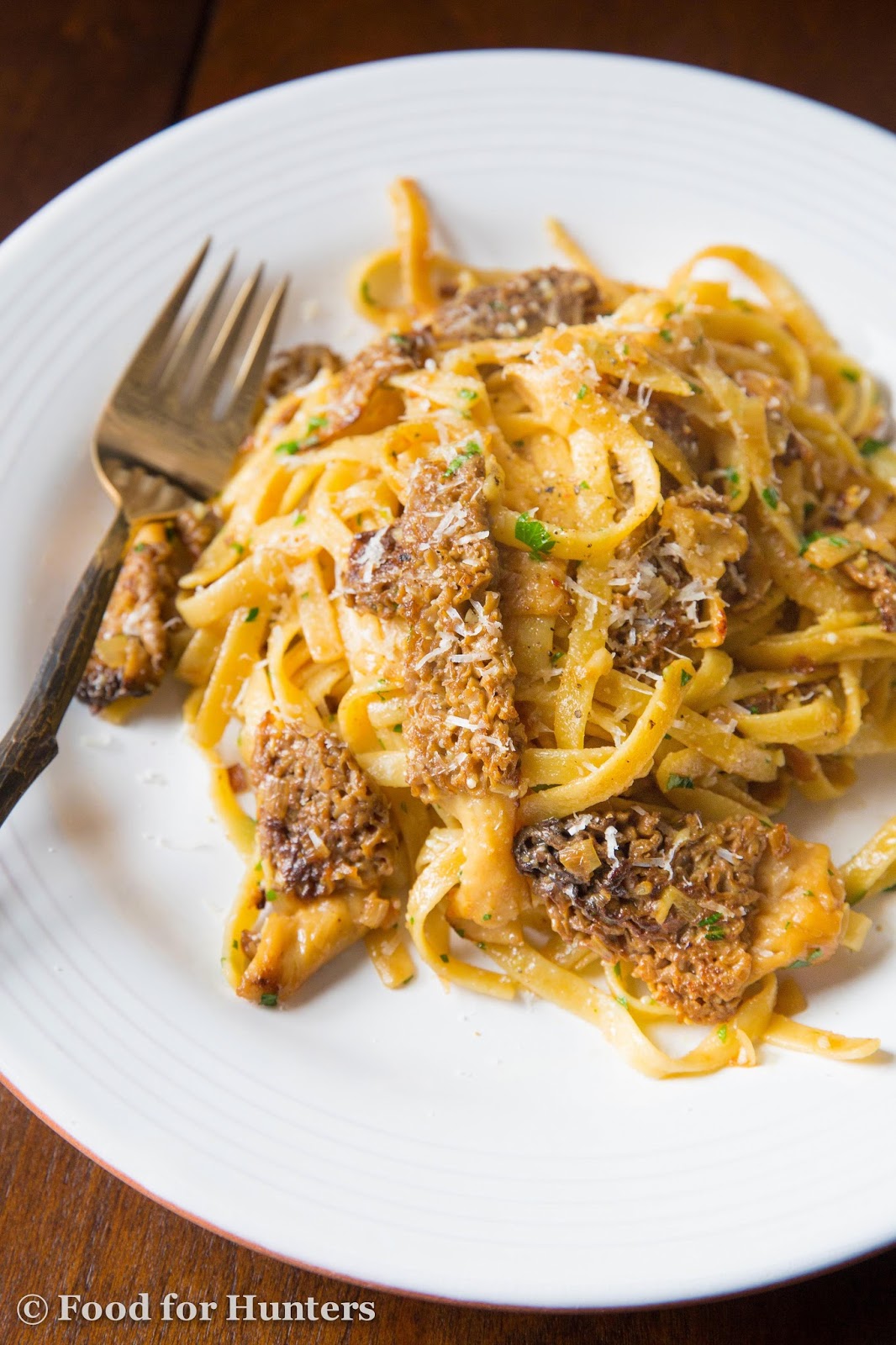 Food for Hunters Linguine with Morel Mushrooms and Parmesan