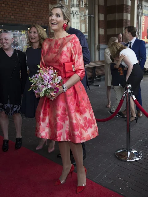 King Willem-Alexander and Queen Maxima attend opening Holland Festivalç Queen Maxima wore Natan Dress, Natan shoes, Valentino clutch bag