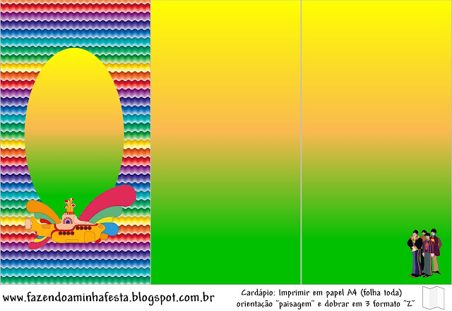 Beatles Yellow Submarine: Free Party Printables. program or menu.