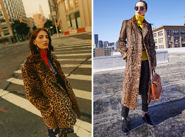 Девушки в леопардовой шубе и яркой водолазке