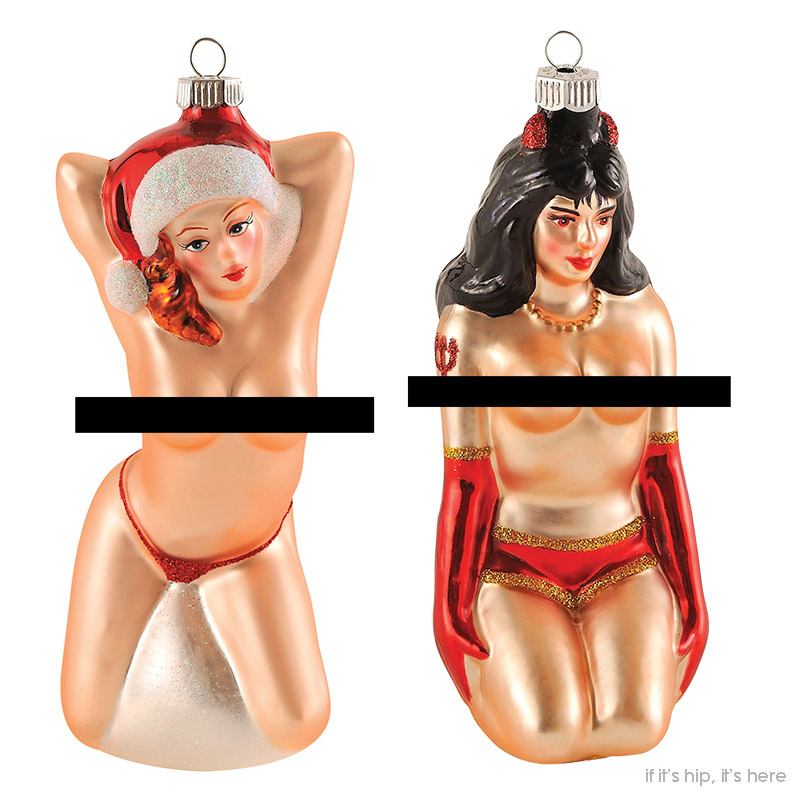 Santa Baby and Devilicious ornaments