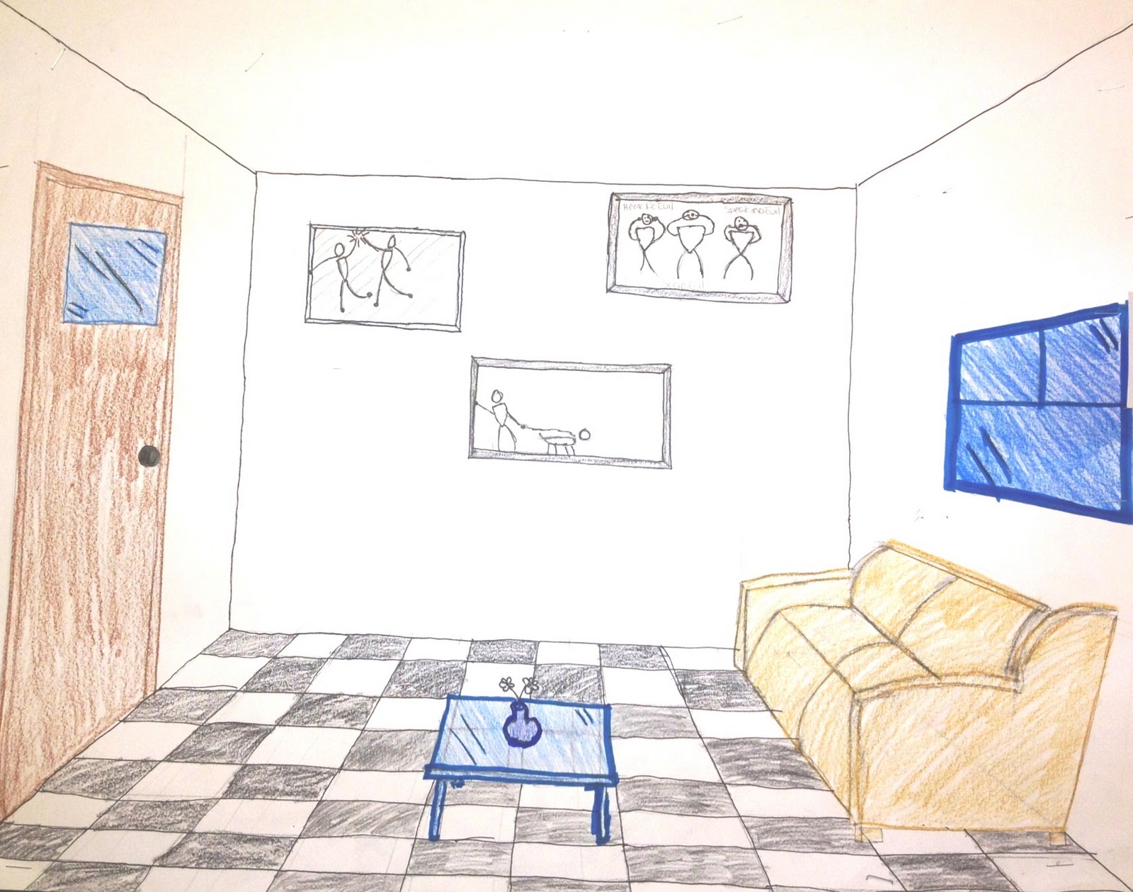 Рисунок комнаты 7 класс легко. Интерьер комнаты в перспективе. Рисование интерьера комнаты. Комната для рисования. Рисование комнаты с мебелью.