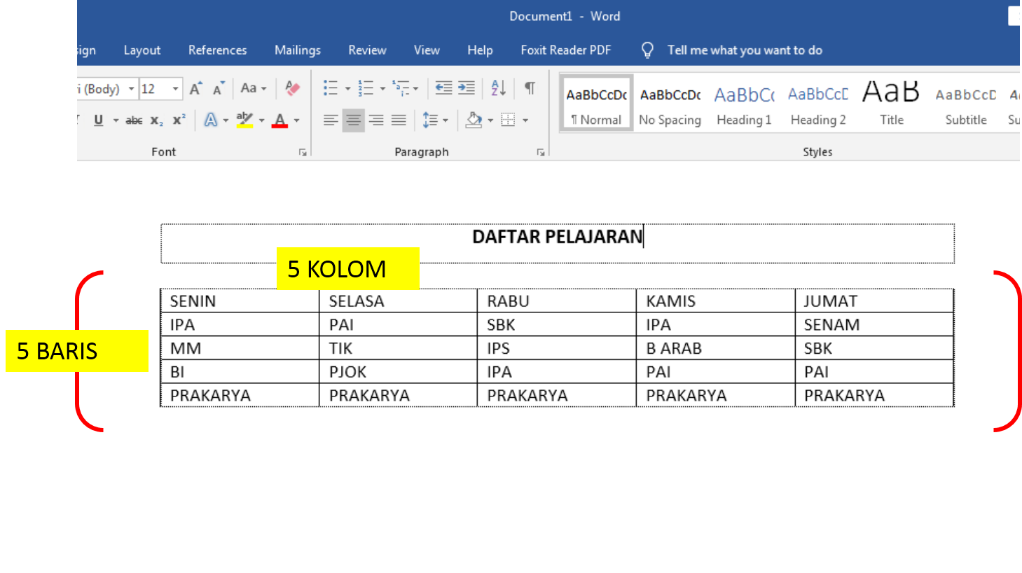 Cara Buat Tabel Di Microsoft Word