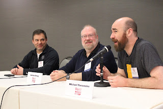 Ashton Lewis, Gordon Strong, and Me at the BYO Boot Camp panel.
