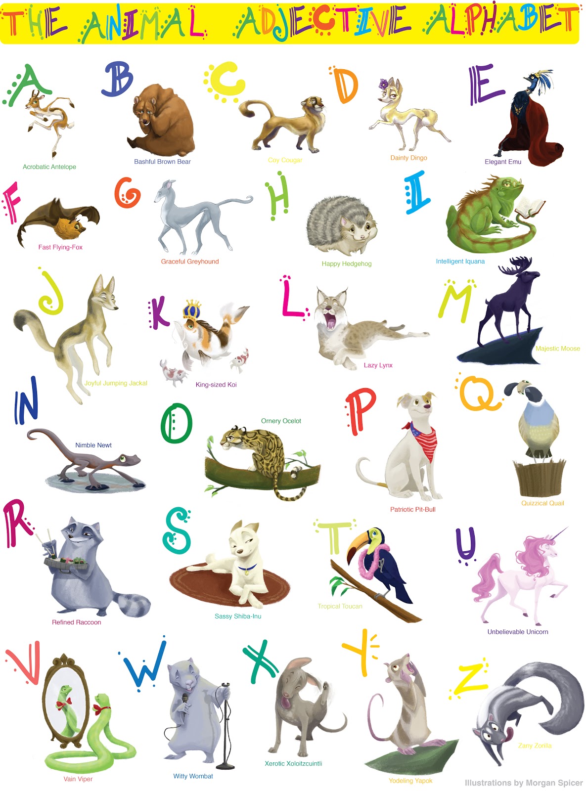 Spicer Illustration The Animal Adjective Alphabet