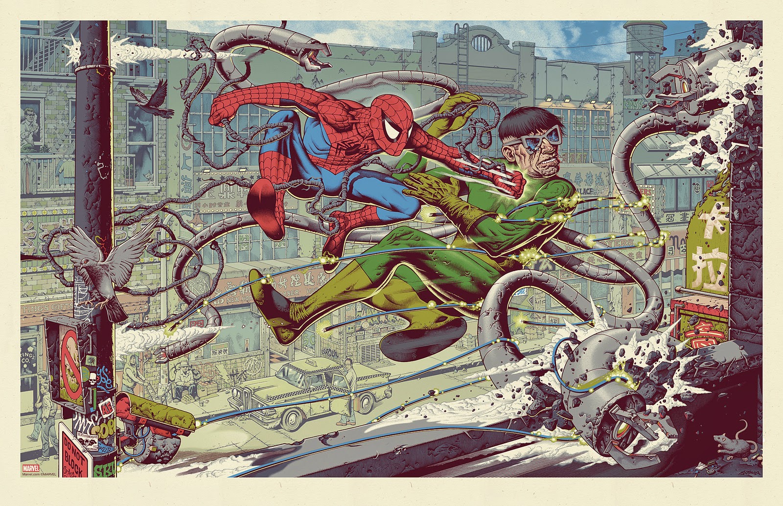 MondoCon 14 Exclusive “Spider-Man vs. Doctor Octopus” Screen Print by Mike Sutfin