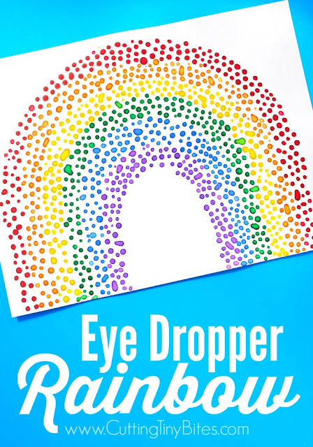 Eye Dropper Rainbows- fun fine motor craft for spring or weather theme. Easy activity for preschool, kindergarten, or elementary kids.