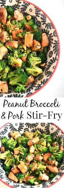 Peanut Broccoli and Pork Stir-Fry makes the perfect simple meal with fresh and flavorful ingredients and is topped with a delicious peanut sauce. www.nutritionistreviews.com