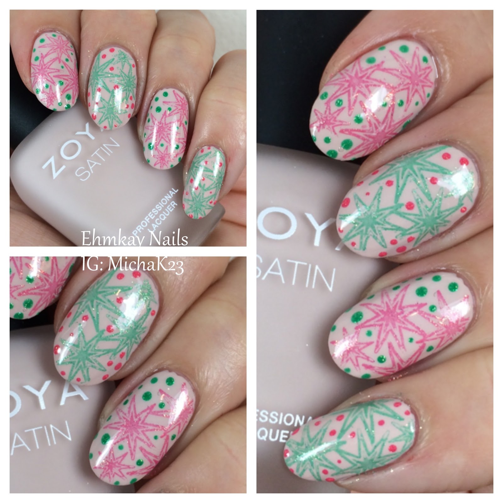 ehmkay nails 35th Anniversary Nails with Coral and Jade Nail Art