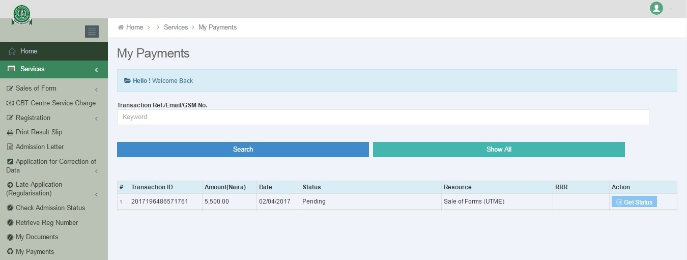 Jamb Payment Status Showing Pending How to solve the issue