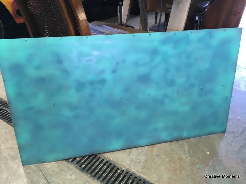 Krylon spray painted in sea glass and bahama sea
