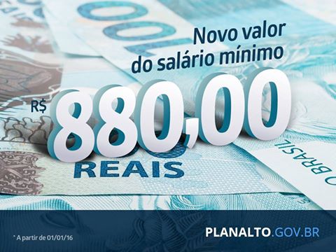 Valor do novo salário mínimo fixado em R$ 880,00 representa aumento de 11,7%