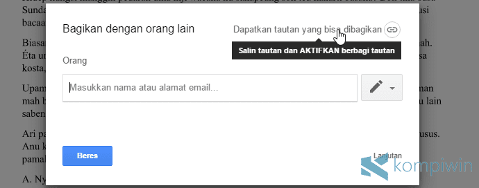 copy link hasil upload dari google drive