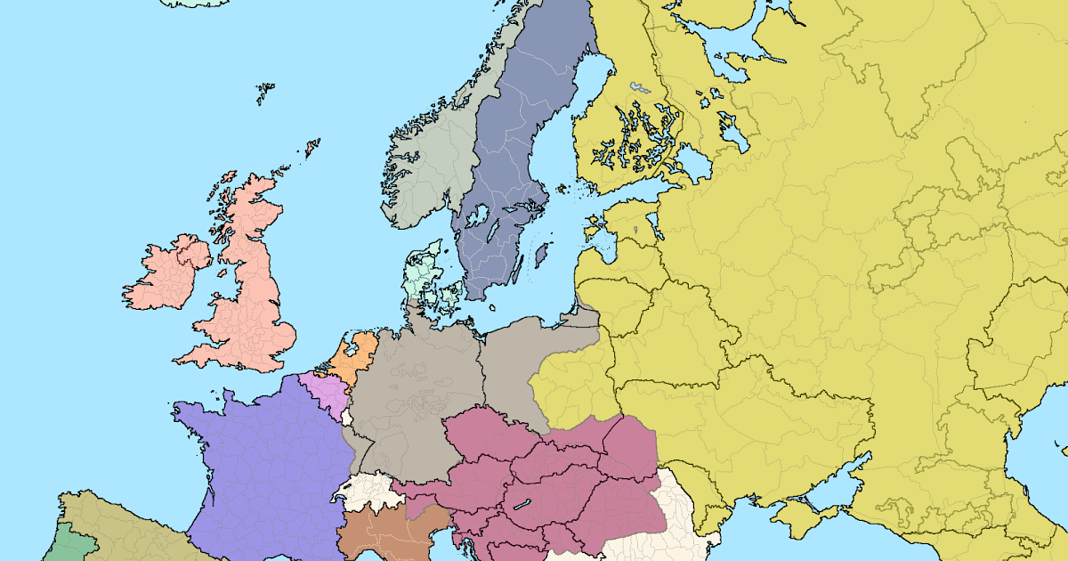 Mapa politico de europa y rusia en el año 1900