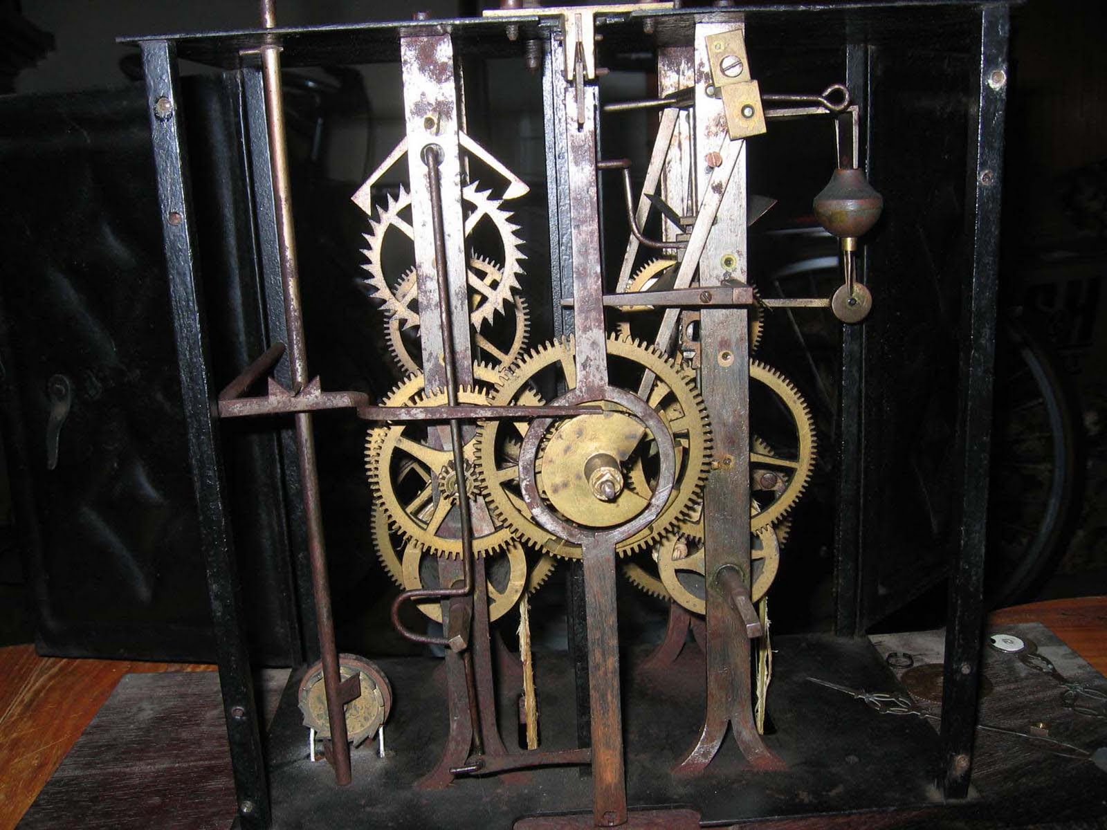 Antique French Morbier Alarm Clock circa1850 Antique French Country Morbier Alarm Clock