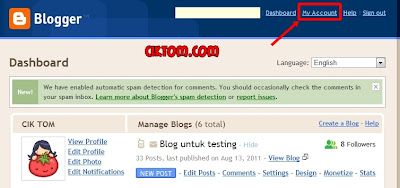 Tukar Password Blogspot