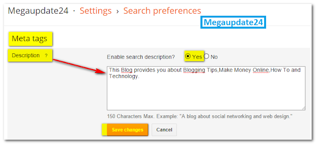 Add Meta Description, blogger blog