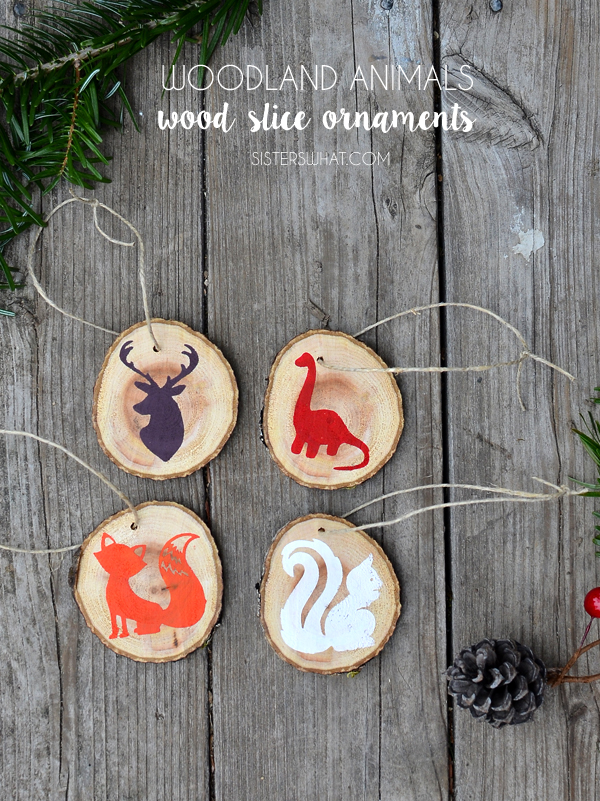 Woodland animals wood slice ornaments