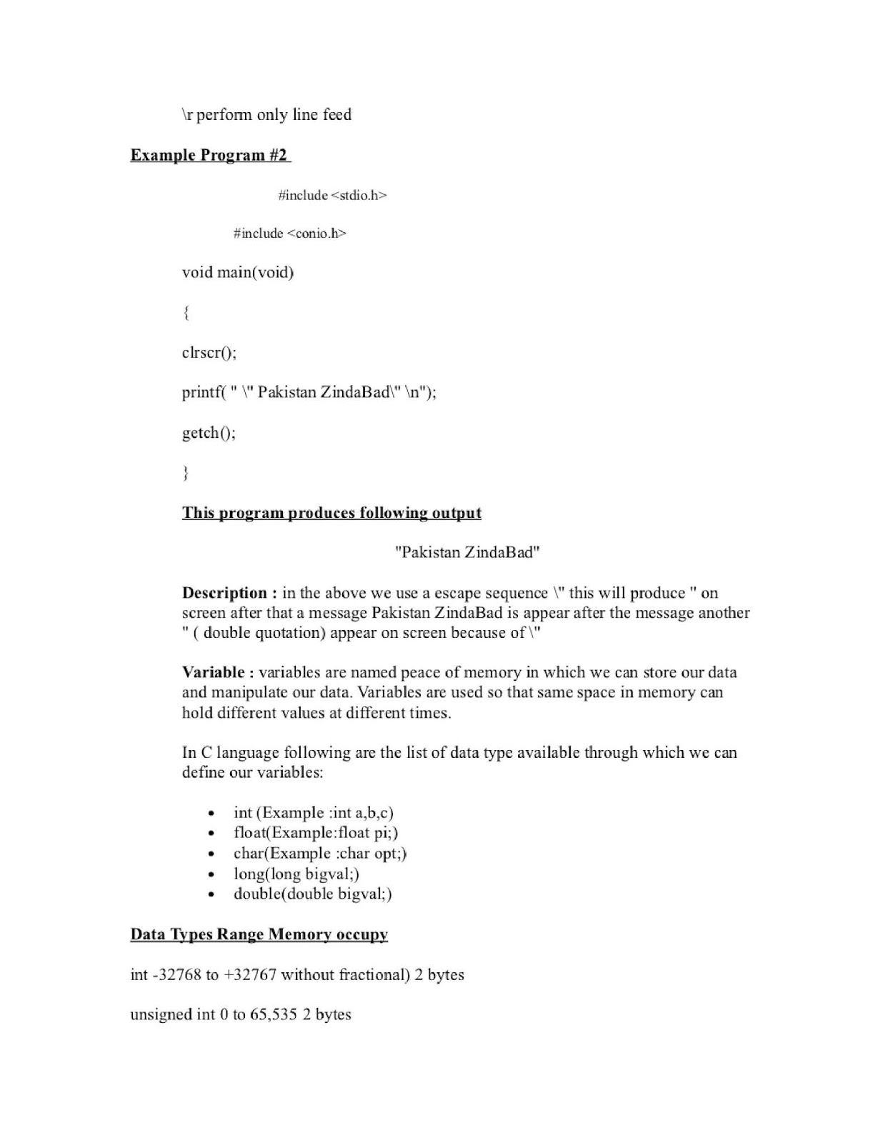 C language notes