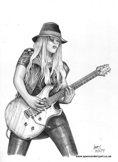 Buy Original Drawing of Orianthi by artist Spencer J. Derry Pencil Drawing Study of Female Guitarist Orianthi