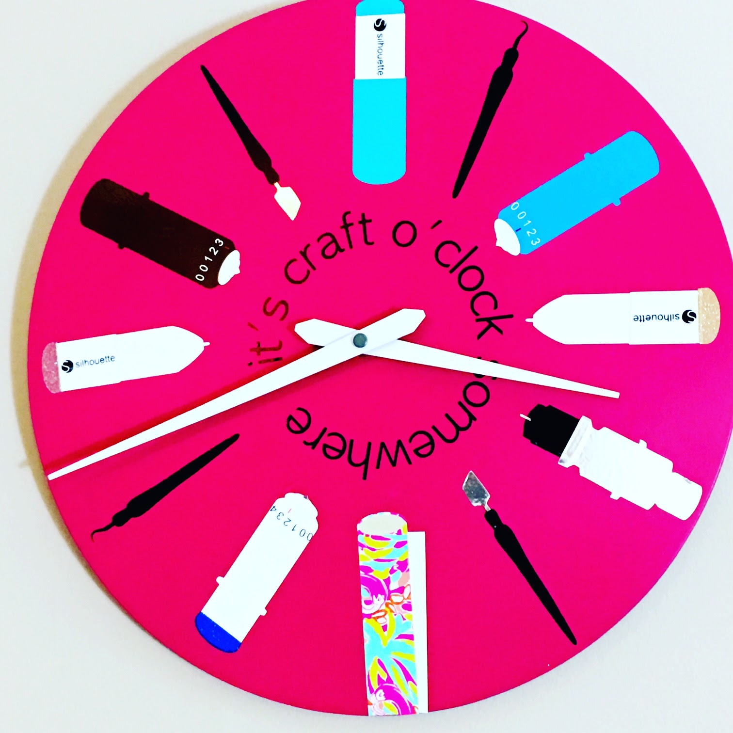 Silhouette Inspired Craft Room Clock with Mixed Media (And Free