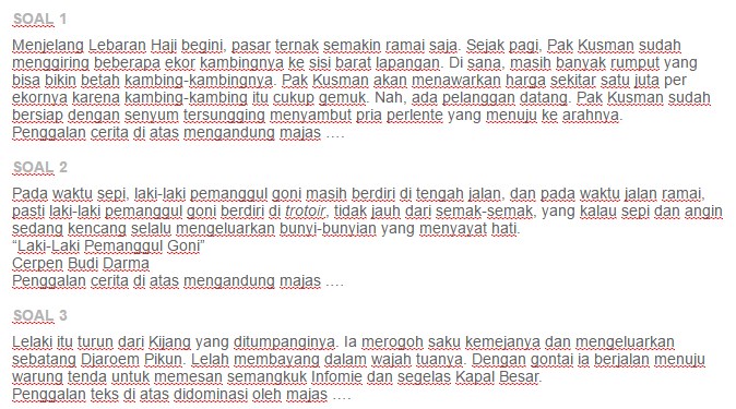 Contoh Soal Analisis Bahasa Teks Cerita Pendek