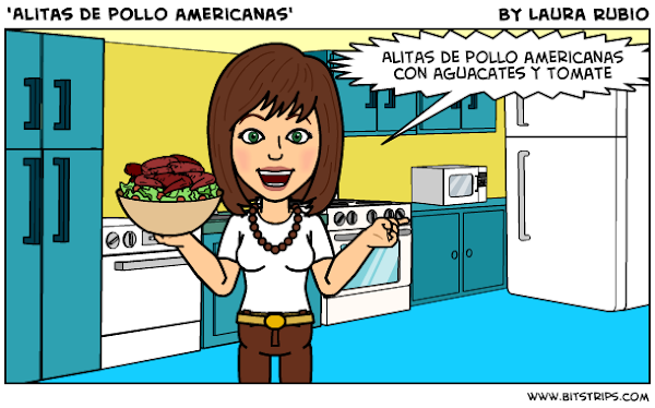 Alitas de pollo americanas con ensalada de aguacates