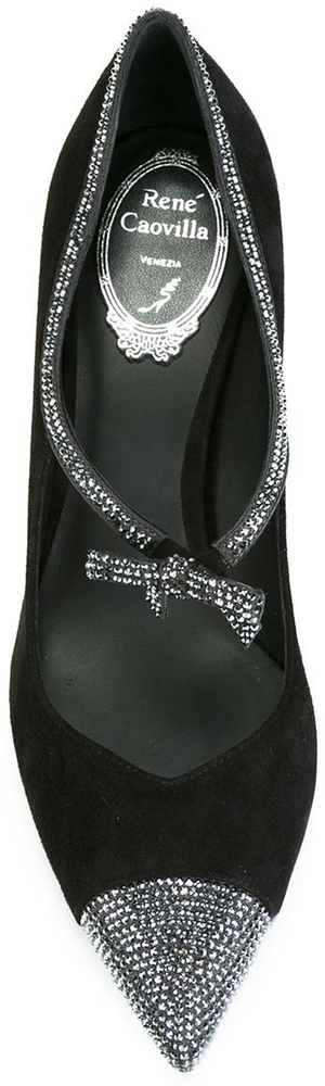 RENÉ CAOVILLA Embellished Bow Pumps Black