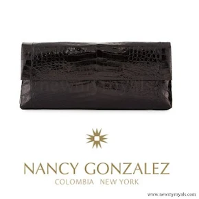 Crown Princess Victoria style Nancy Gonzalez Gotham Crocodile Flap Clutch 