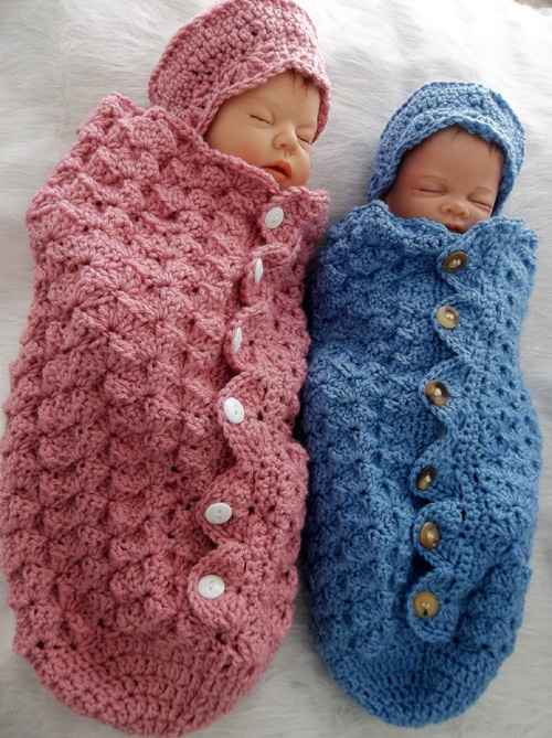 Button-Up Baby Cocoon and Hat - Free Pattern