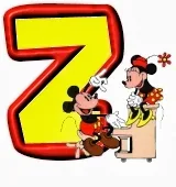 Lindo alfabeto de Mickey y Minnie tocando el piano Z.