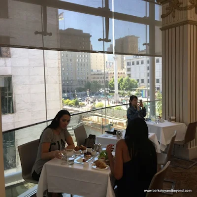 view of Union Square from The Rotunda tea room at Neiman Marcus in San Francisco