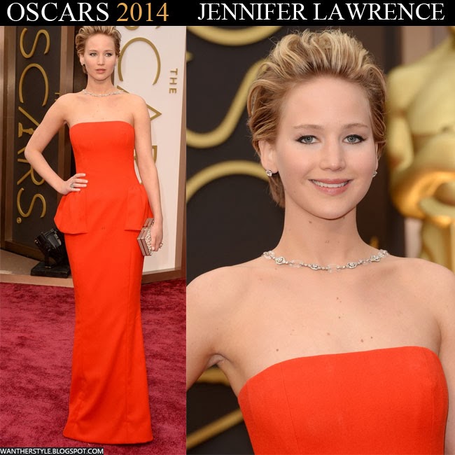 WHAT SHE WORE: Jennifer Lawrence in red sleeveless Dior gown on the red ...