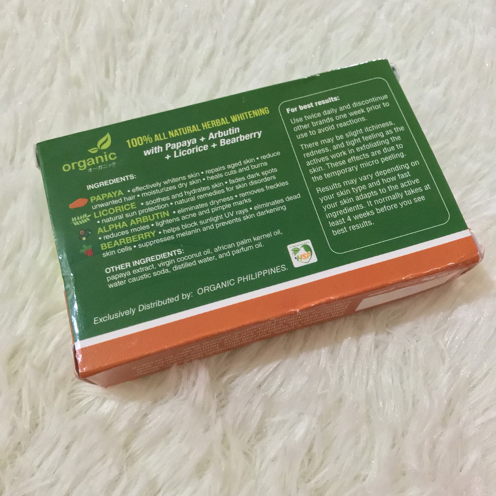 (REVIEW) Organic Skin Japan 100 Herbal Whitening Soap