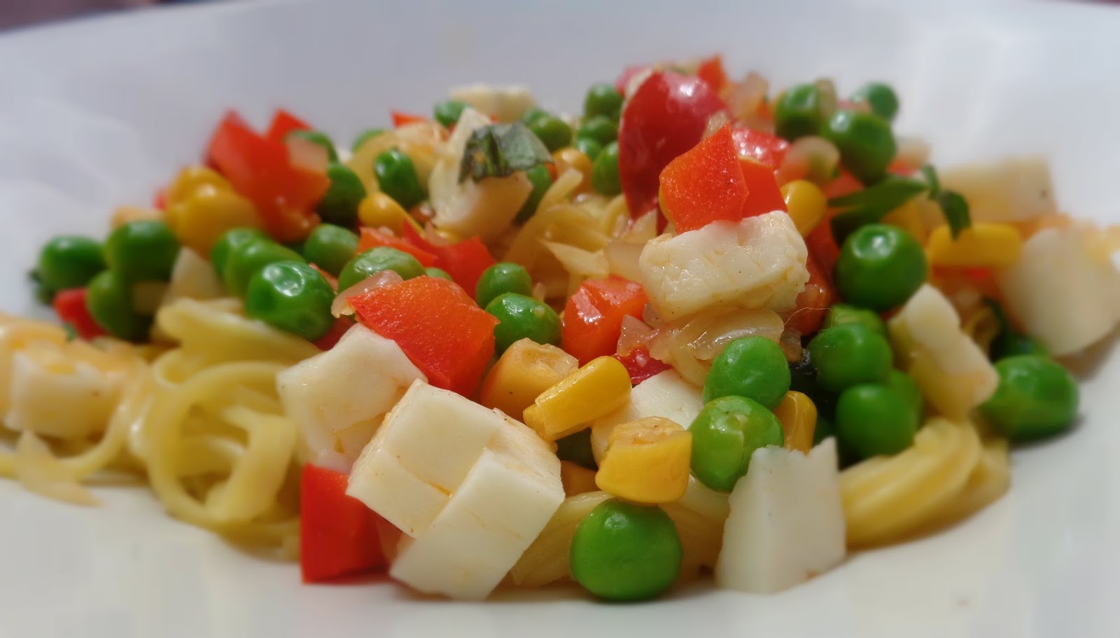 Diced Halloumi Cheese with Peas Recipe