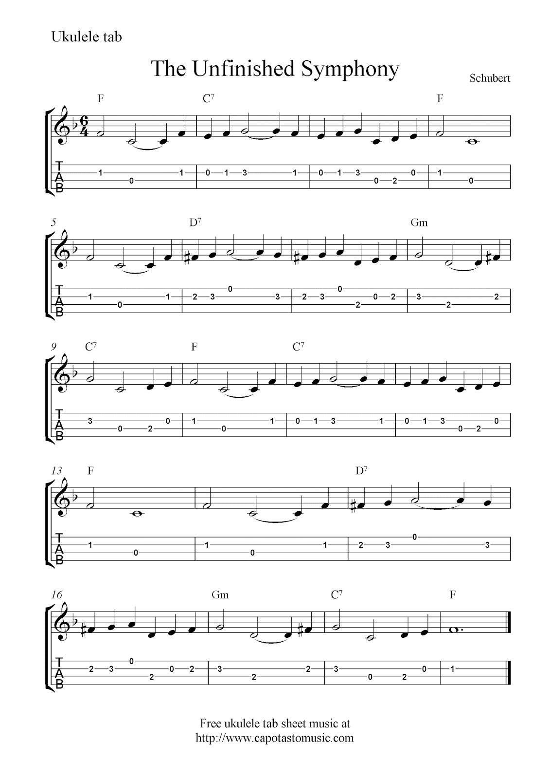 Easy Sheet Music For Beginners: The Unfinished Symphony, free guitar ...