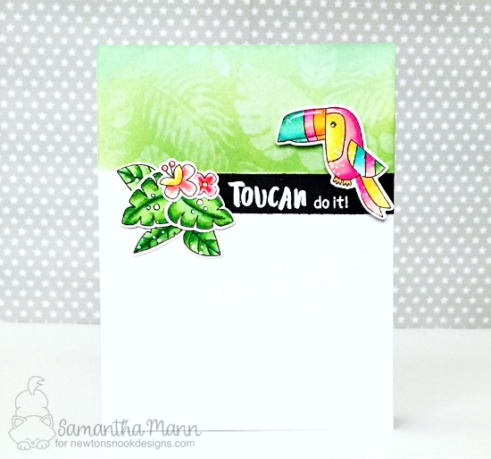 Toucan Do It Card by Samantha Mann | Toucan Party Stamp Set & Tropical Leaves Stencil by Newton's Nook Designs #newtonsnook
