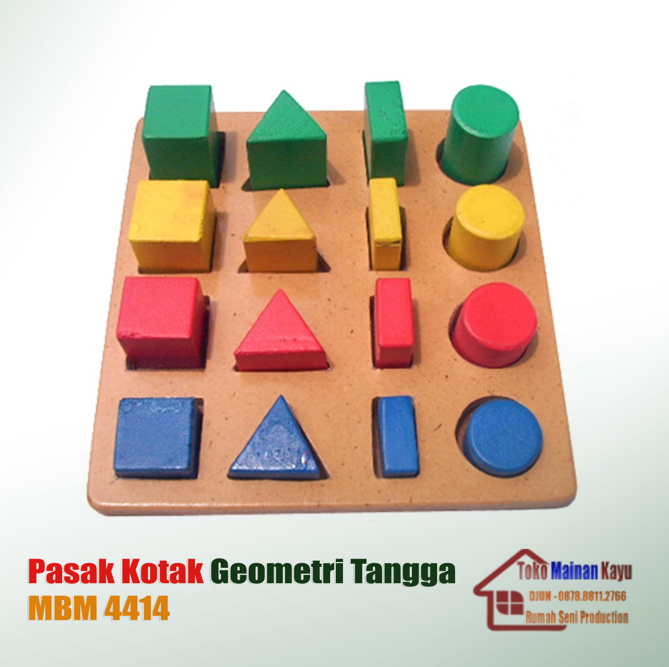 Pasak Kotak Geometri Tangga - Toko Mainan Kayu