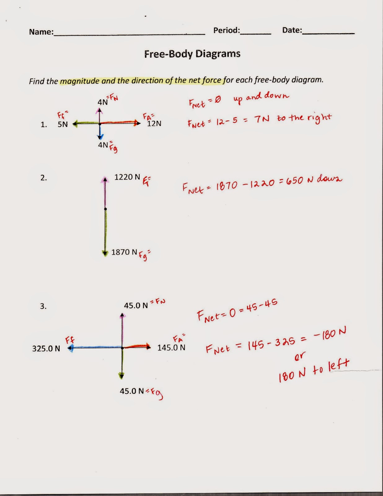 PHYSICS WITH COACH T: Study Guide: Answers to worksheets for Review for