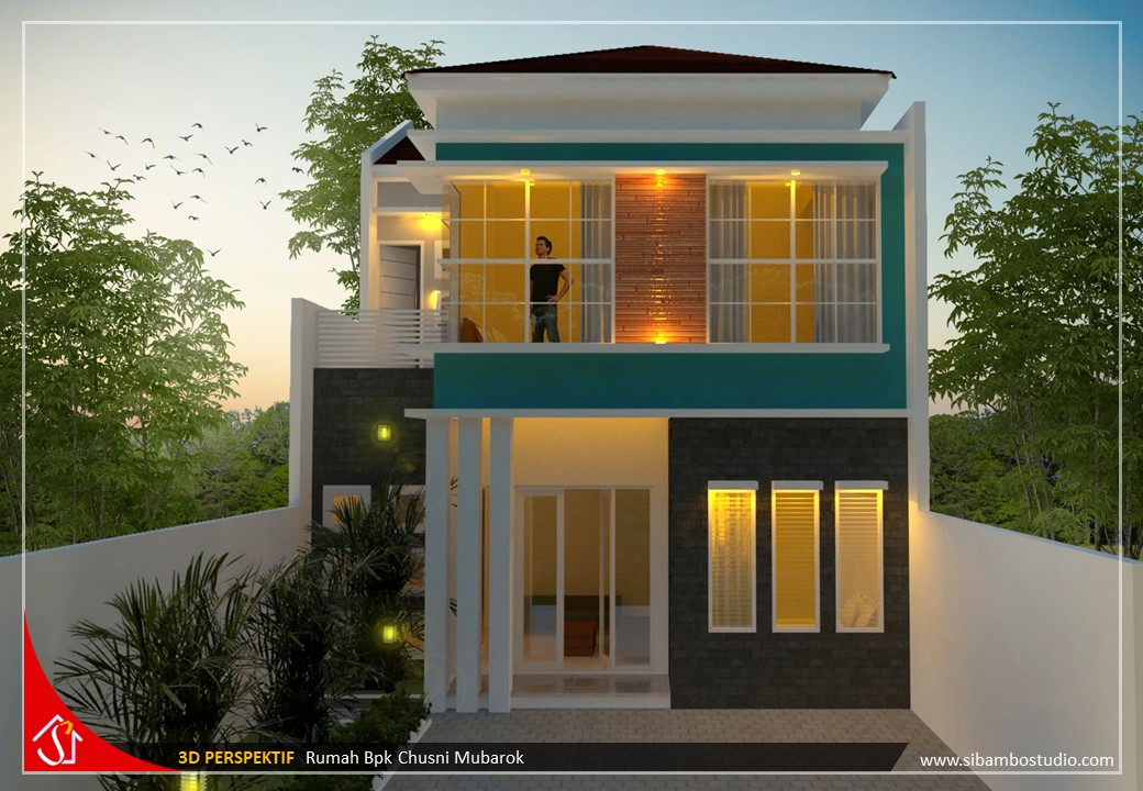 Denah dan Desain Rumah Minimalis 2 Lantai dengan Warna Hijau Tosca | 22