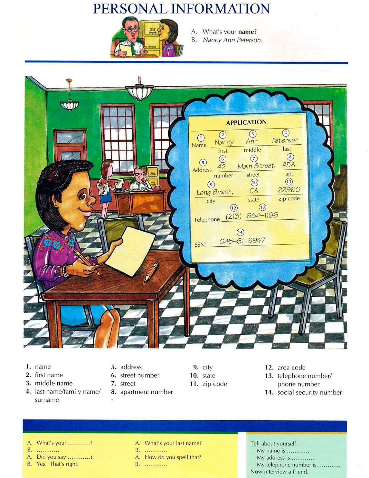 Pictionary Personal Information Información Personal Vocabulary