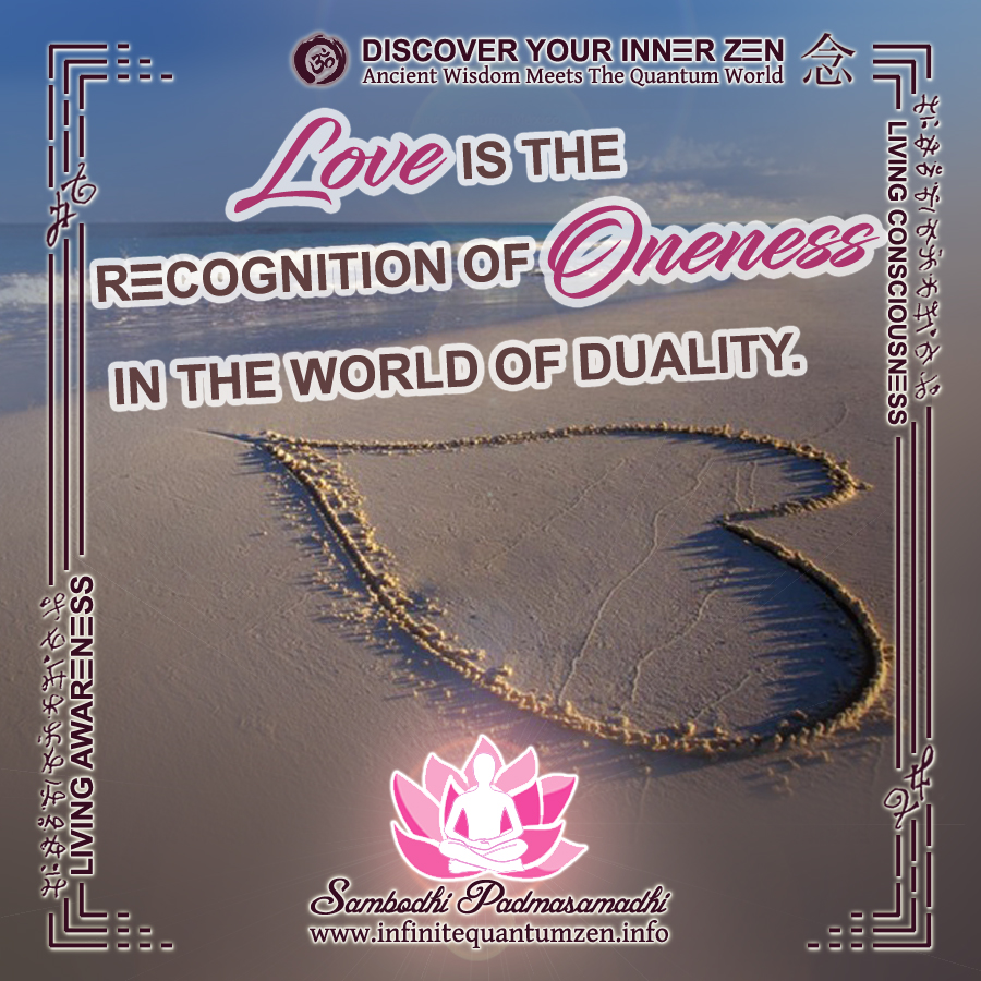 Love is the recognition of Oneness in the world of duality - Infinite Quantum Zen, Success Life Quotes