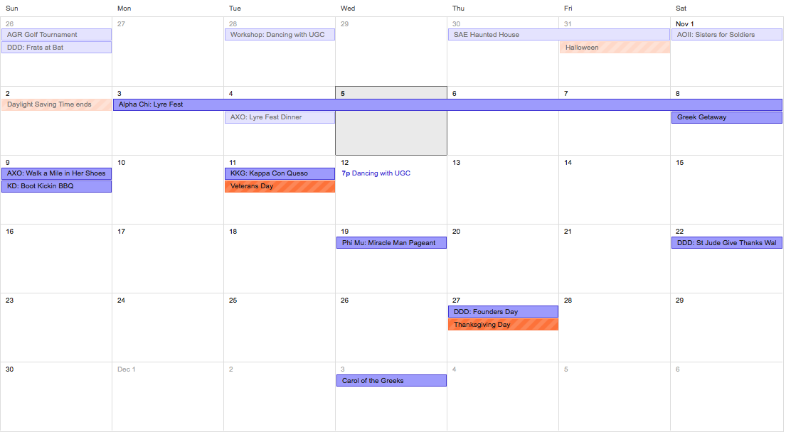 University of Arkansas Panhellenic Blog: November Calendar University of Arkansas Panhellenic Blog: November Calendar