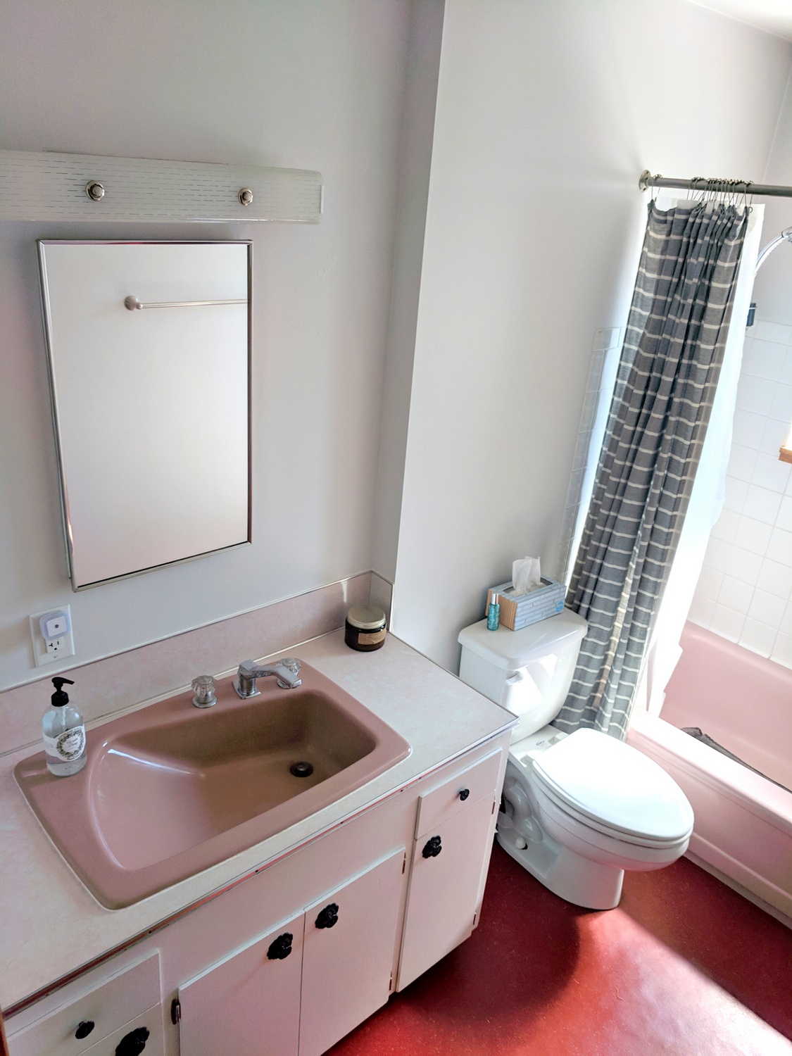 1961 pink and red bathroom makeover! Week 1 of the One Room Challenge